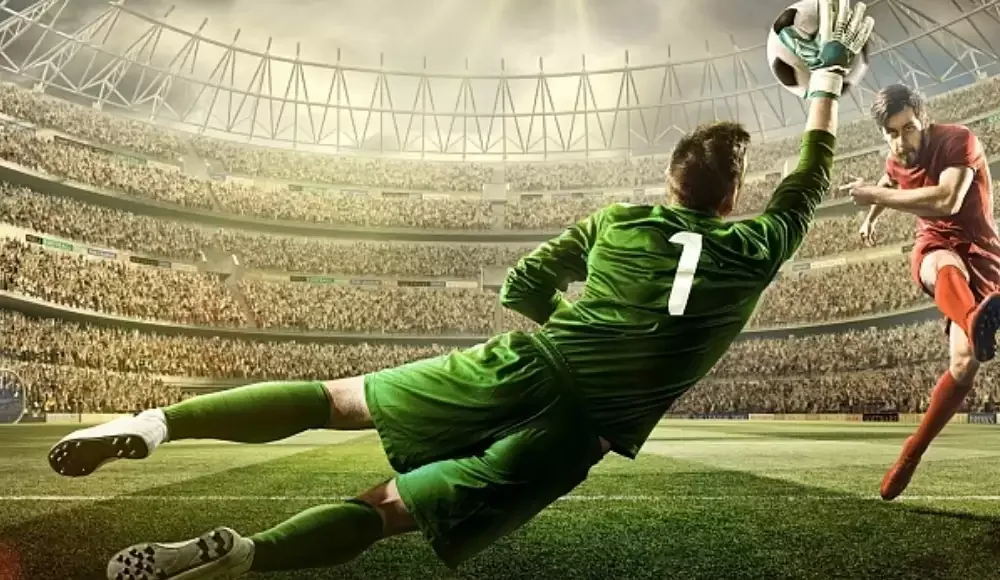 Layar pertandingan olahraga dengan informasi acara